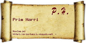 Prim Harri névjegykártya